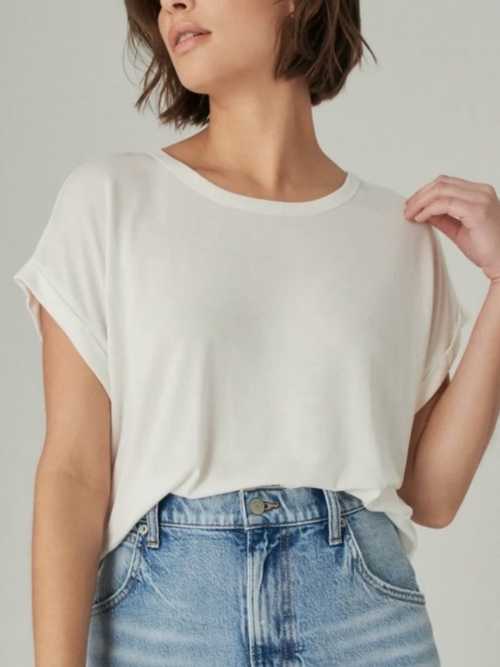 NWT Lucky Brand Sandwash Dolman Tee Gray Short Sleeve Top Size L